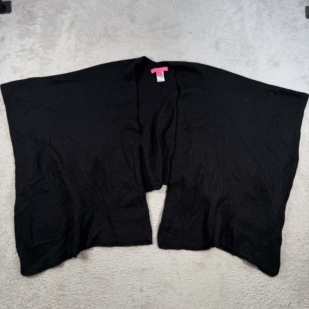 Lilly Pulitzer Cape Sweater Women One Size Black Cashmere Open Front Wrap Poncho